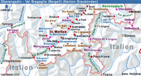 RAOnline EDU Geografie: Karten - Europa - Regionen in der Schweiz - Kanton Graubünden