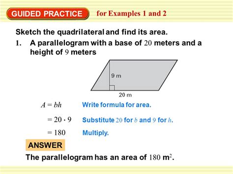 Area Of Parallelogram Examples