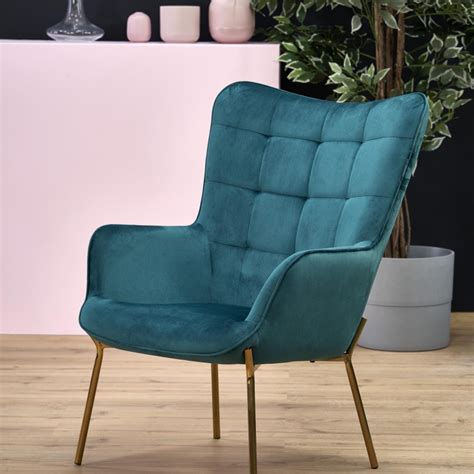 Fauteuil contemporain en velours vert avec accoudoirs et pieds dorés