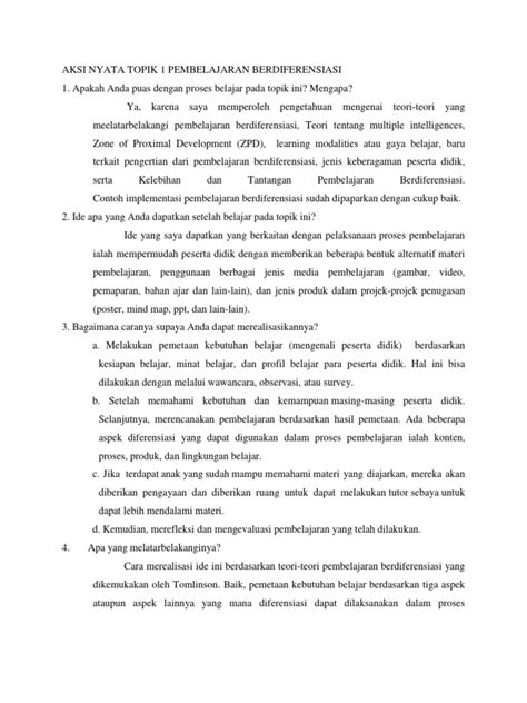 Aksi Nyata Topik 1 Pembelajaran Berdiferensiasi Junia 2318663221 Pdf