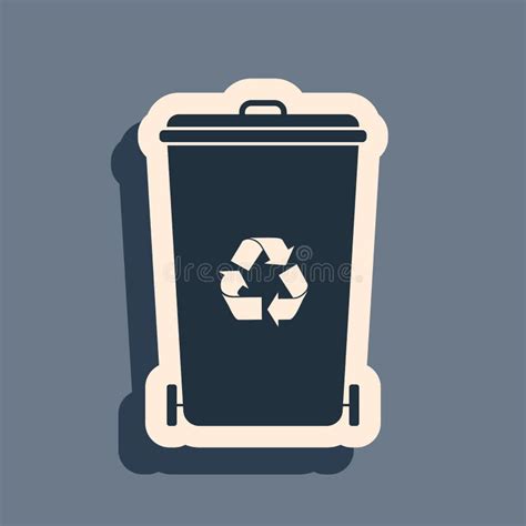 Black Recycle Bin With Recycle Symbol Icon Isolated On Grey Background