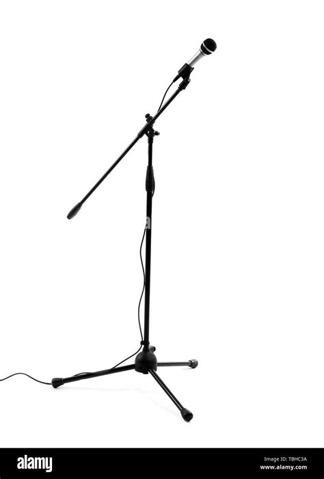 Microphone with stand on white background Stock Photo - Alamy