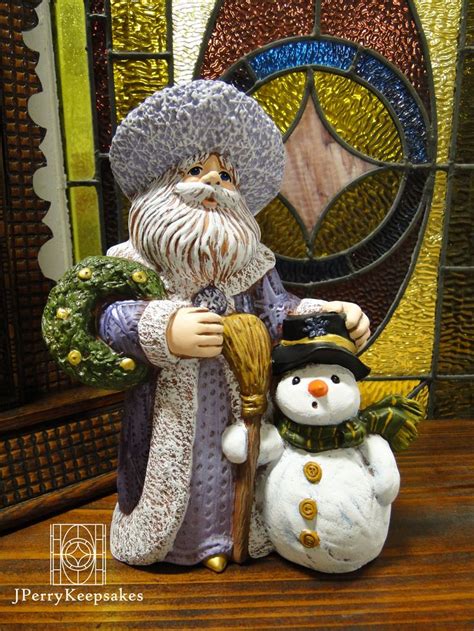 Handcrafted Santa with Snowman Hand Painted Ceramic Christmas ...