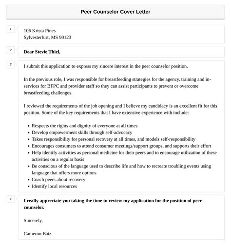 Peer Counselor Cover Letter Velvet Jobs