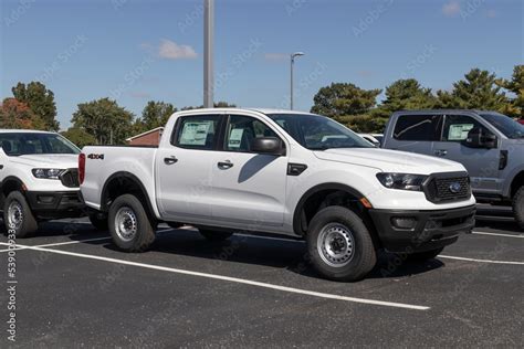 Ford Ranger pickup truck display at a dealership. Ford offers the ...