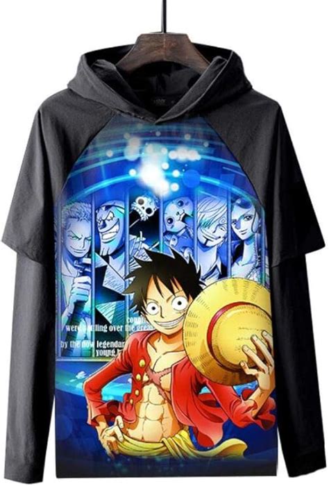 Felpe Con Cappuccioanime One Piece Monkey D Luffy Casual Uomo Felpa