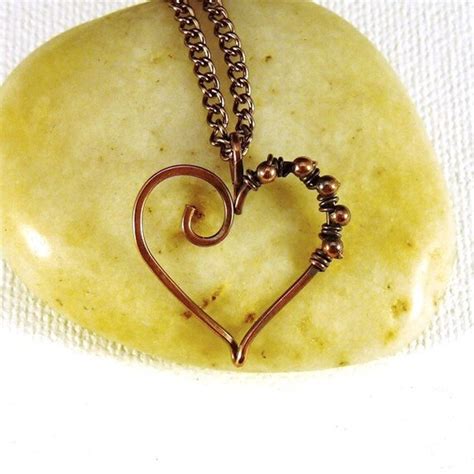 Items Similar To Wire Wrapped Heart Pendant Necklace Copper On Etsy