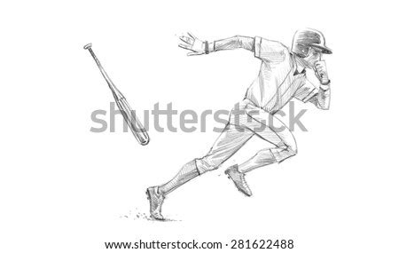 Sports Series / Sketchy Pencil Drawing Of A Baseball Player / Batter ...