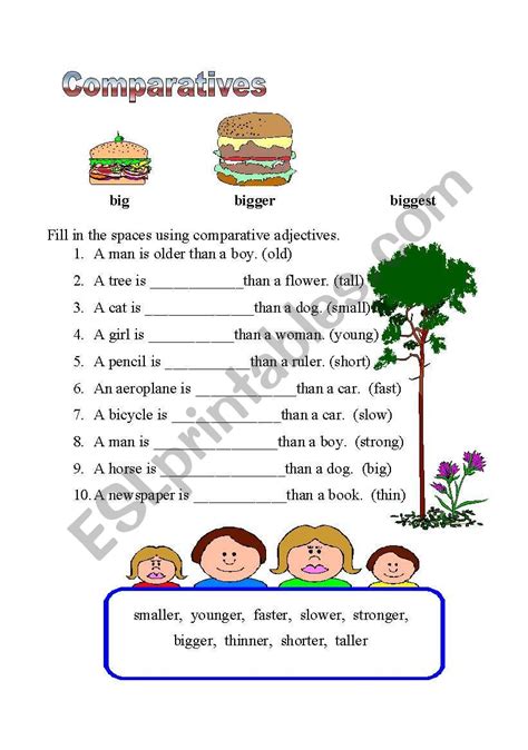 Comparatives Esl Worksheet By Janaesl