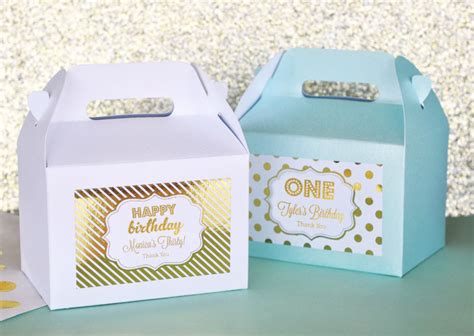 Personalized Metallic Foil Mini Gable Boxes Set Of 12 Birthday