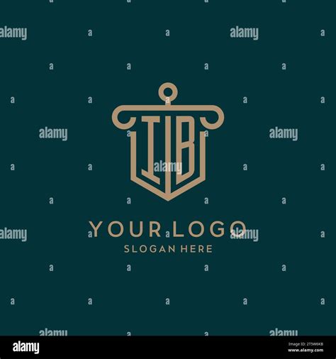 IB Monogram Initial Logo Design With Shield And Pillar Shape Design