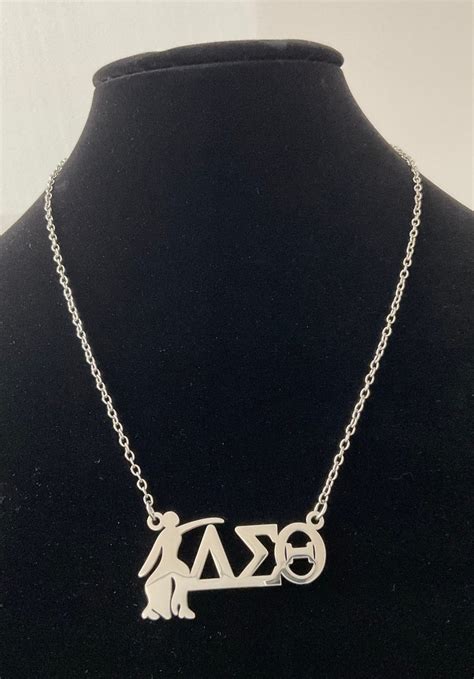 Delta Sigma Theta Fortitude And Greek Letter Silver Necklace Etsy