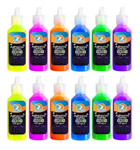 Adhesivo Ezco Glitter Neon Color Surtido Pack X12 UnidadesPegamento