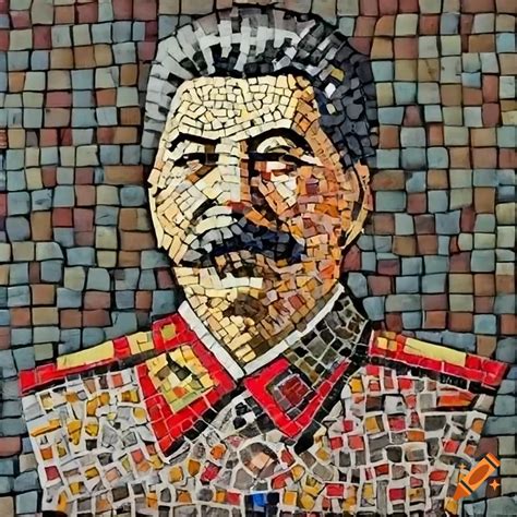 Mosaic Portrait Of Joseph Stalin With A Tobacco Pipe On Craiyon