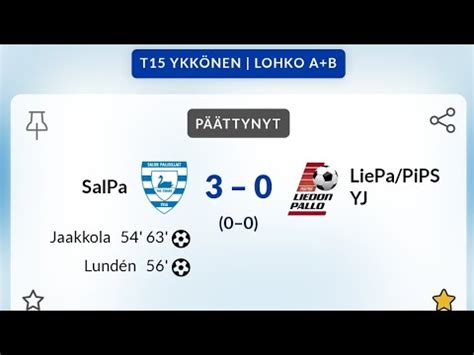 SalPa LiePa PiPS YJ T15 Ykkönen 8 6 2024 2 puoliaika YouTube