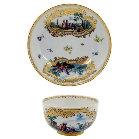 Th Century Antique Meissen Porcelain Cup And Saucer For Sale At