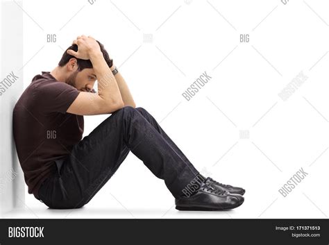 Depressed Man Sitting Image Photo Free Trial Bigstock