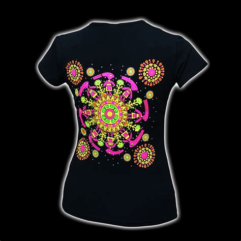 Psychedelic Black T Shirt Women Psy Clothing UV Active Etsy