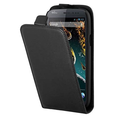 Pour wiko darkside housse aspect cuir noir rabat Cdiscount Téléphonie