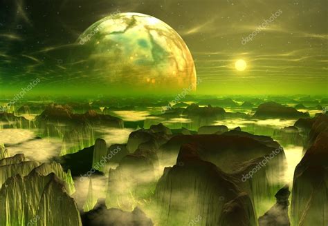 Alien Planet - Fantasy Landscape — Stock Photo © diversepixel #105869746