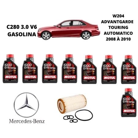 KIT TROCA DE OLEO MERCEDES C280 3 0 2008 à 2010 MOTUL troca de oleo e