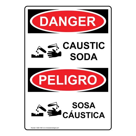 Vertical Caustic Soda Sign Osha Danger