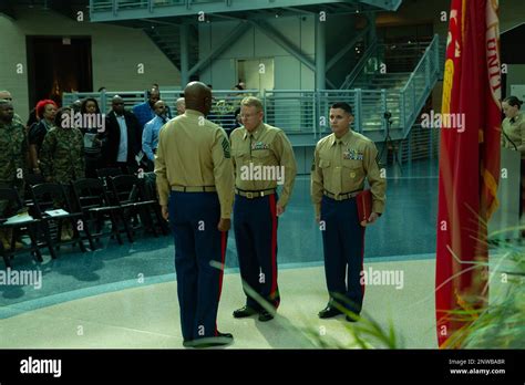 Msgt Ralph Wright Left Col Rory Kent Middle And Sgt Maj Victor Melendez Stand At Attention