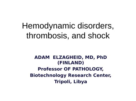 Pdf Hemodynamic Disorders Thrombosis And Shock