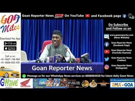 Goan Reporter News Live Press Conference By Canacona Constituency Mla