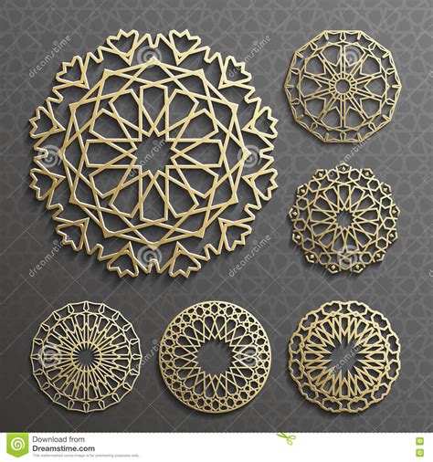 Islamic Ornament Vector Persian Motiff 3d Ramadan Round Pattern