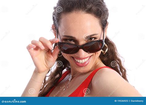 Beautiful Smile By Happy Woman In Sunglasses Stock Image Image Of Brown Beautiful 19536925