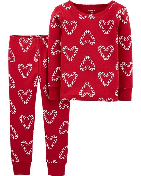 2 Piece Hearts Snug Fit Cotton Pjs Baby Girl Pajamas