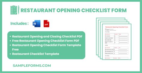 FREE 10 Restaurant Opening Checklist Form Samples PDF MS Word