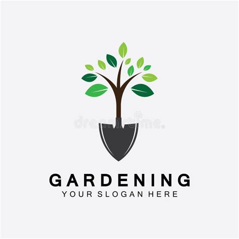 Logo De Jardinería Con Icono De Pala Y árbol Con Plantilla De Logotipo