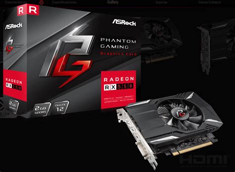 Asrock Amd Tarjeta Gráfica Rx 550 Phantom Gaming 2gb Ddr5 Ingredes Sas