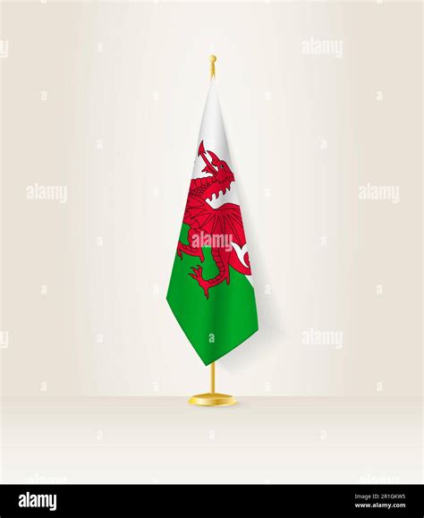 Wales Flag On A Flag Stand Vector Illustration Stock Vector Image