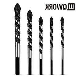 QWORK 5 Pcs Set Multi Material Drill Bit Set