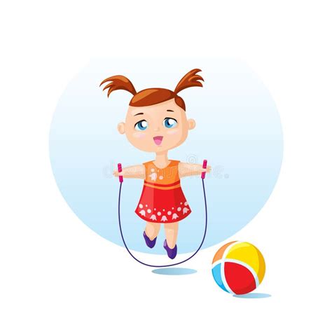 Cute Girl With Skipping Rope Stock Vector Illustration Of Motion