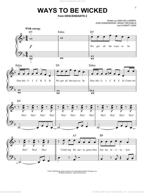 Ways To Be Wicked From Disney S Descendants 2 Sheet Music For Piano Solo