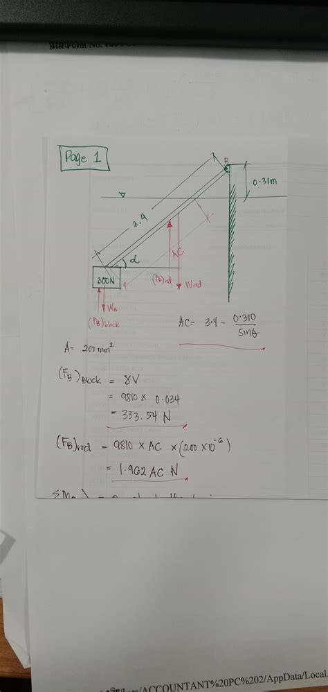 Solved A Block Of Wood Having A Volume Of M And Weighing