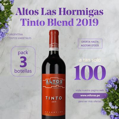 Vino Altos Las Hormigas Tinto Blend 2019 Mendoza Pack X 3 Bots Miluvas