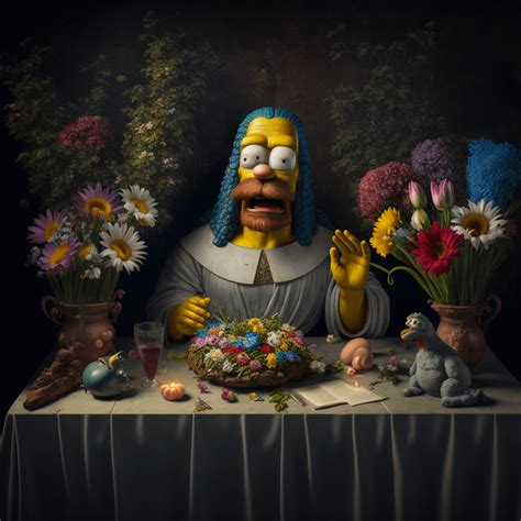 Homer Simpson at the Last Supper as Jesus, created on the computer ! : r/pics