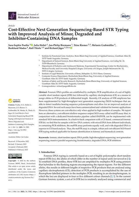 Pdf Cost Effective Next Generation Sequencing Based Str Typing With Improved Analysis Of Minor