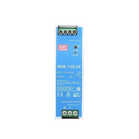 EDR 120 24 MEAN WELL 120W 24VDC 5A 115 230VAC DIN Rail Power Supply