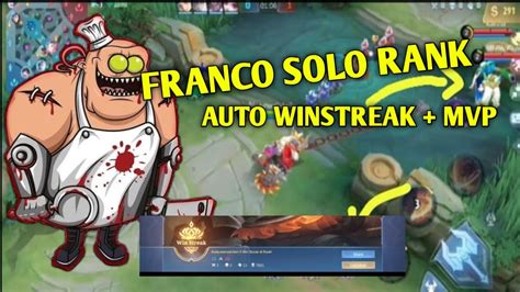 Cara Win Streak Franco Solo Rank Sampai Mhytical Glory Auto Mvp Youtube