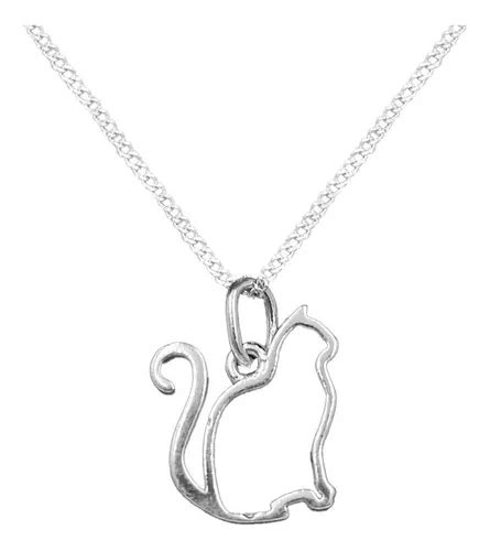 Dije Y Cadena Gato Perfil Plata 925 Envio Gratis Mebuscar México