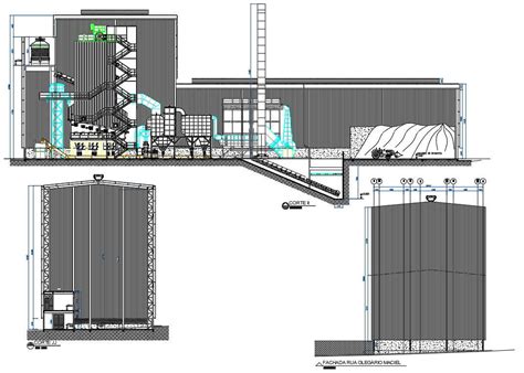 2d Autocad Drawing File Gives The Sectional Details Of A Factory