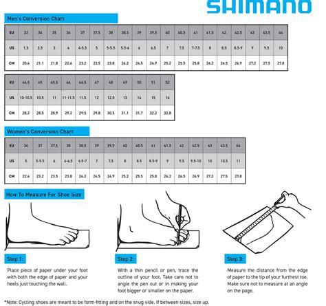 SHIMANO Footwear & Apparel Size Charts | RIDE SHIMANO – Ride Shimano