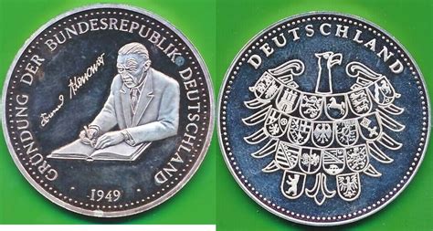 Deutschland Medaille Silbermedaille Er Silber Gr Ndung Der Brd