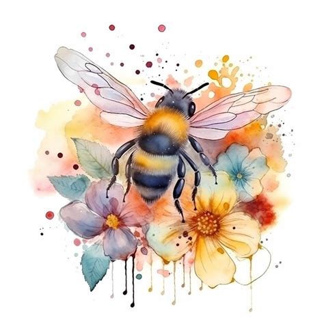 Premium AI Image | Watercolor honey bee Watercolor honey background